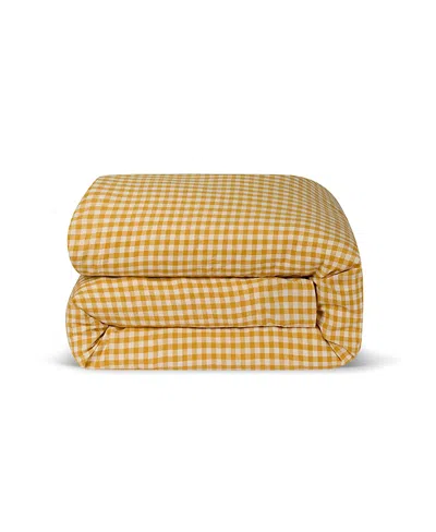 Piglet In Bed Gingham Linen Blend Duvet Cover, Queen