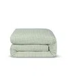 Piglet In Bed Gingham Linen Blend Duvet Cover, Queen In Green