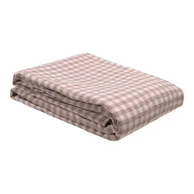 Piglet In Bed Gingham Linen Blend Duvet Cover, Queen In Elderberry Gingham