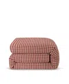 Piglet In Bed Gingham Linen Blend Duvet Cover, Twin In Brown