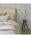 Piglet In Bed Gingham Linen Blend Fitted Sheet, Full In Mushroom Gingham