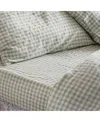 Piglet In Bed Gingham Linen Blend Fitted Sheet, King In Green