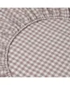 Piglet In Bed Gingham Linen Blend Fitted Sheet, Twin In Brown