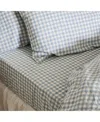 Piglet In Bed Gingham Linen Blend Fitted Sheet, Twin In Warm Blue Gingham