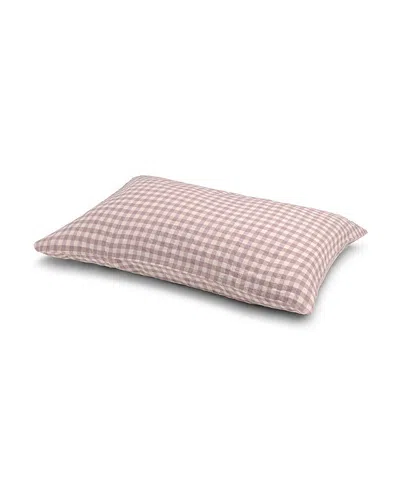 Piglet In Bed Gingham Linen Blend Pillowcase Pair, Standard In Purple