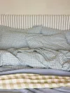 Piglet In Bed Gingham Linen Blend Pillowcase Pair In Warm Blue Gingham