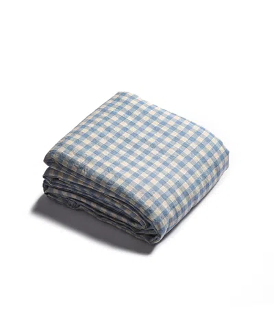 Piglet In Bed Gingham Linen Duvet Cover, King In Blue