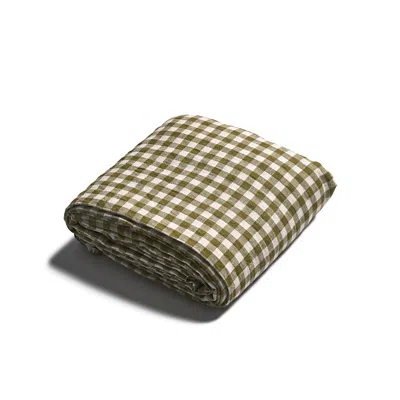 Piglet In Bed Gingham Linen Duvet Cover, King In Green