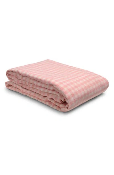 Piglet In Bed Gingham Linen Duvet Cover In Pink Bloom Gingham
