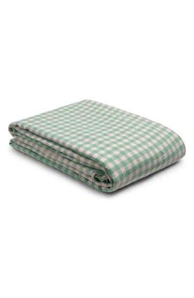 Piglet In Bed Gingham Linen Duvet Cover In Pistachio Gingham