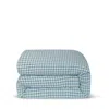 Piglet In Bed Gingham Linen Duvet Cover, Queen In Blue