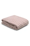 Piglet In Bed Gingham Linen Fitted Sheet In Elderberry Gingham