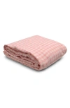 Piglet In Bed Gingham Linen Fitted Sheet In Pink Bloom Gingham