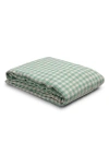 Piglet In Bed Gingham Linen Fitted Sheet In Pistachio Gingham