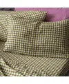 Piglet In Bed Gingham Linen Fitted Sheet In Botanical Green Gingham