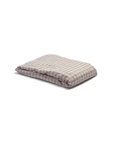 Piglet In Bed Gingham Linen Fitted Sheet, Twin In Brown