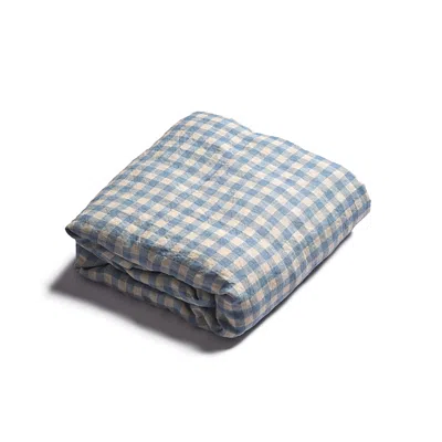 Piglet In Bed Gingham Linen Fitted Sheet, Twin