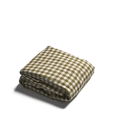 Piglet In Bed Gingham Linen Fitted Sheet, Twin