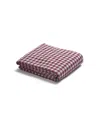 Piglet In Bed Gingham Linen Flat Sheet, King In Burgundy