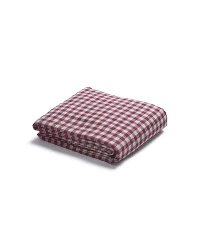Piglet In Bed Gingham Linen Flat Sheet, Queen