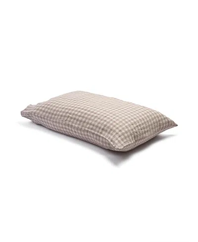 Piglet In Bed Gingham Linen Pillowcase Pair, King In Brown