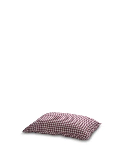 Piglet In Bed Gingham Pillowcases (pair) In Burgundy