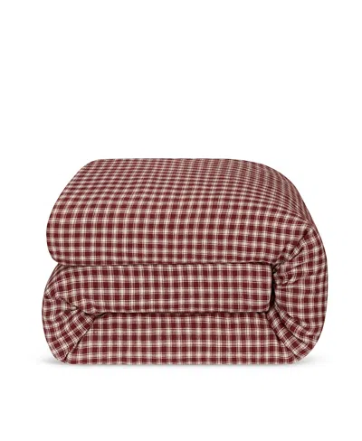 Piglet In Bed Heritage Gingham Linen Duvet Cover, Queen In Burgundy