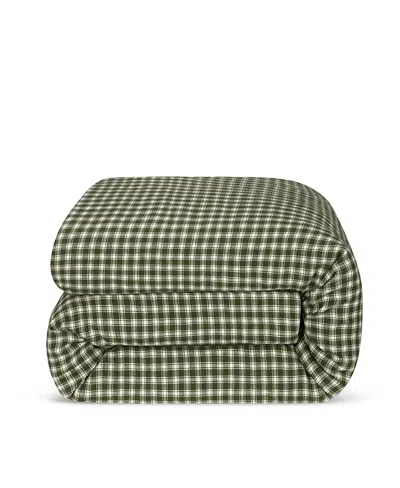 Piglet In Bed Heritage Gingham Linen Duvet Cover, Queen In Green