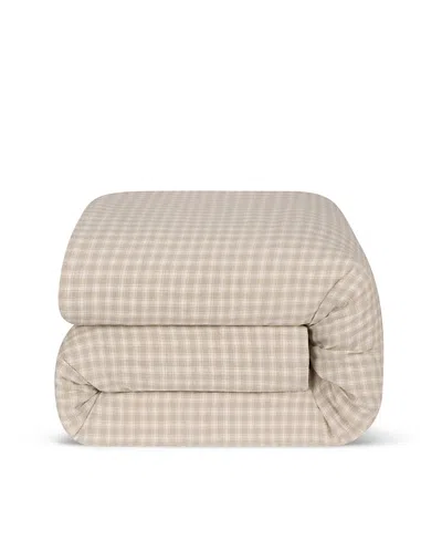 Piglet In Bed Heritage Gingham Linen Duvet Cover, Queen In Neutral