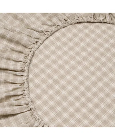 Piglet In Bed Heritage Gingham Linen Fitted Sheet, Full In Neutral