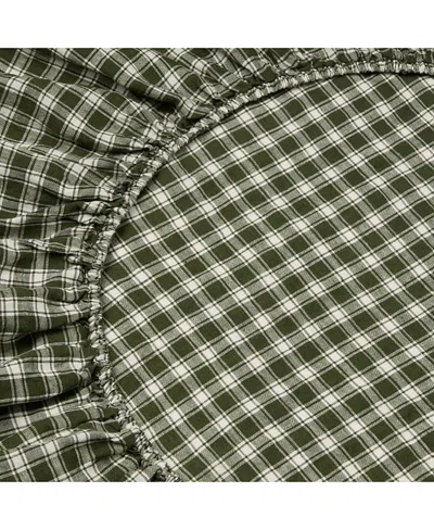 Piglet In Bed Heritage Gingham Linen Fitted Sheet, King In Green