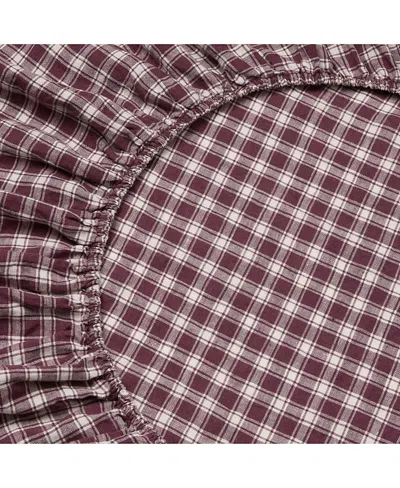 Piglet In Bed Heritage Gingham Linen Fitted Sheet, Queen In Pink