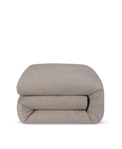 Piglet In Bed Herringbone Brushed Cotton Duvet Cover, Twin In Brown