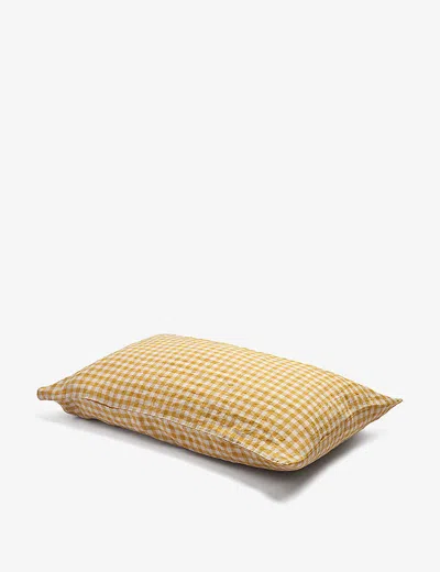 Piglet In Bed Honey Gingham Gingham-pattern Standard Linen Pillowcases 50cm X 75cm