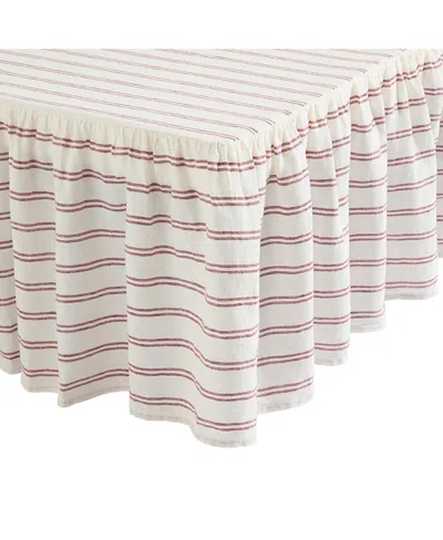 Piglet In Bed Kemptown Stripe Linen Blend Bedskirt, King In White