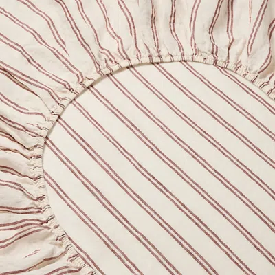 Piglet In Bed Kemptown Stripe Linen Blend Fitted Sheet, Queen In Multi