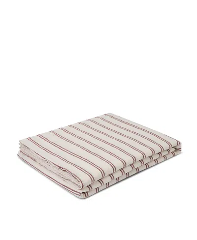 Piglet In Bed Kemptown Stripe Linen Blend Flat Sheet, King In Neutral