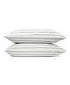 Piglet In Bed Kemptown Stripe Linen Blend Pillowcase (pair), Square Decorative Pilllow In Ivory/atlantic