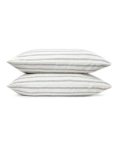 Piglet In Bed Kemptown Stripe Linen Pillowcase Pair, Standard In White
