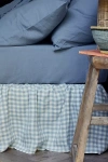 Piglet In Bed Linen Blend Bed Skirt In Blue