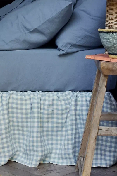 Piglet In Bed Linen Blend Bed Skirt In Blue