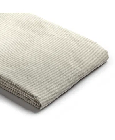 Piglet In Bed Linen Blend Duvet Cover, Twin In Oatmeal Stripe