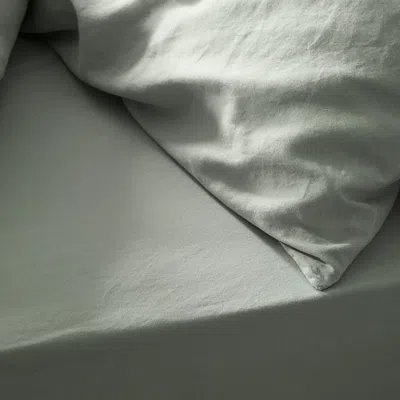 Piglet In Bed Linen Blend Fitted Sheet, California King In Sage Green