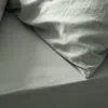 Piglet In Bed Linen Blend Fitted Sheet, Queen In Sage Green