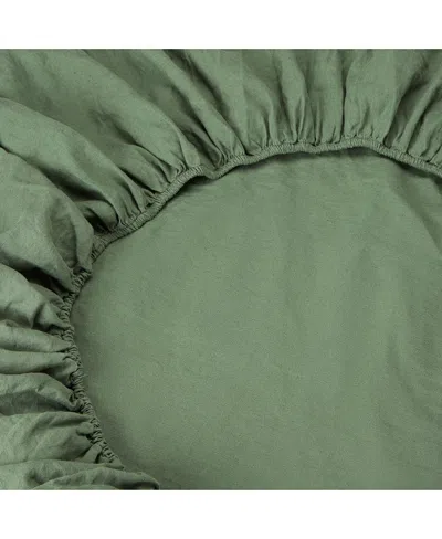Piglet In Bed Linen Blend Fitted Sheet, Twin In Green