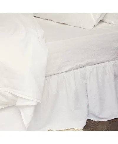 Piglet In Bed Plain Linen Blend Fitted Sheet In White