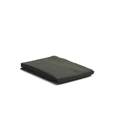 Piglet In Bed Plain Linen Blend Flat Sheet In Fern Green