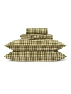 Piglet In Bed Linen Blend Gingham Sheet Set In Green