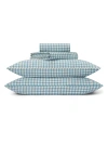 Piglet In Bed Linen Blend Gingham Sheet Set In Blue