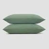 Piglet In Bed Linen Blend Pillowcase Pair, Standard In Elm Green